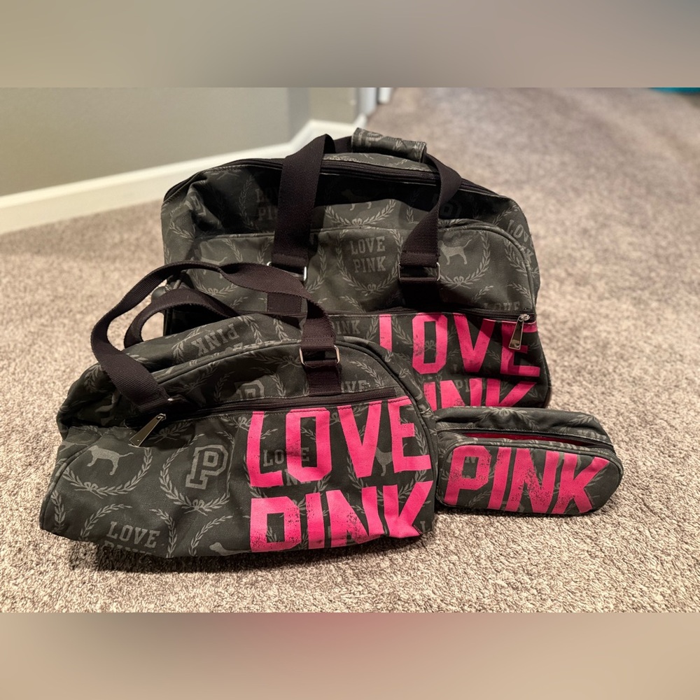 Y2K Vintage Love Pink 3 Piece Luggage Set